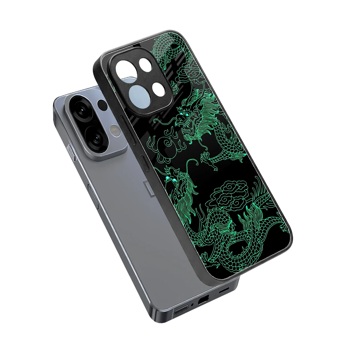 Dragons Green sleek oppo k13 5g cover with tempered glass back and TPU edges