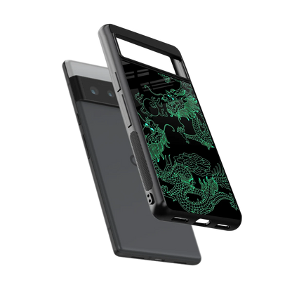 Dragons Green sleek google pixel 6 pro cover with tempered glass back and TPU edges