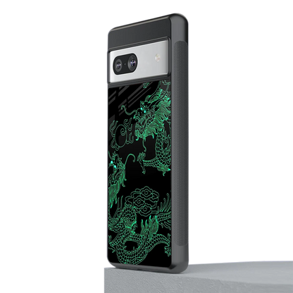Dragons Green stylish phone case for google pixel 7a | glossy glass and slim fit