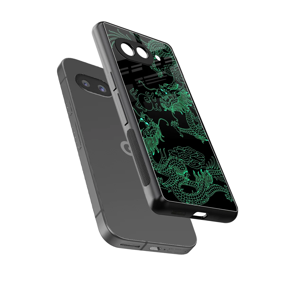 Dragons Green sleek google pixel 10a cover with tempered glass back and TPU edges