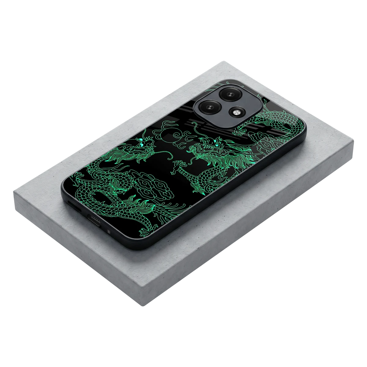 Dragons Green stylish phone case for redmi 12 5g | glossy glass and slim fit