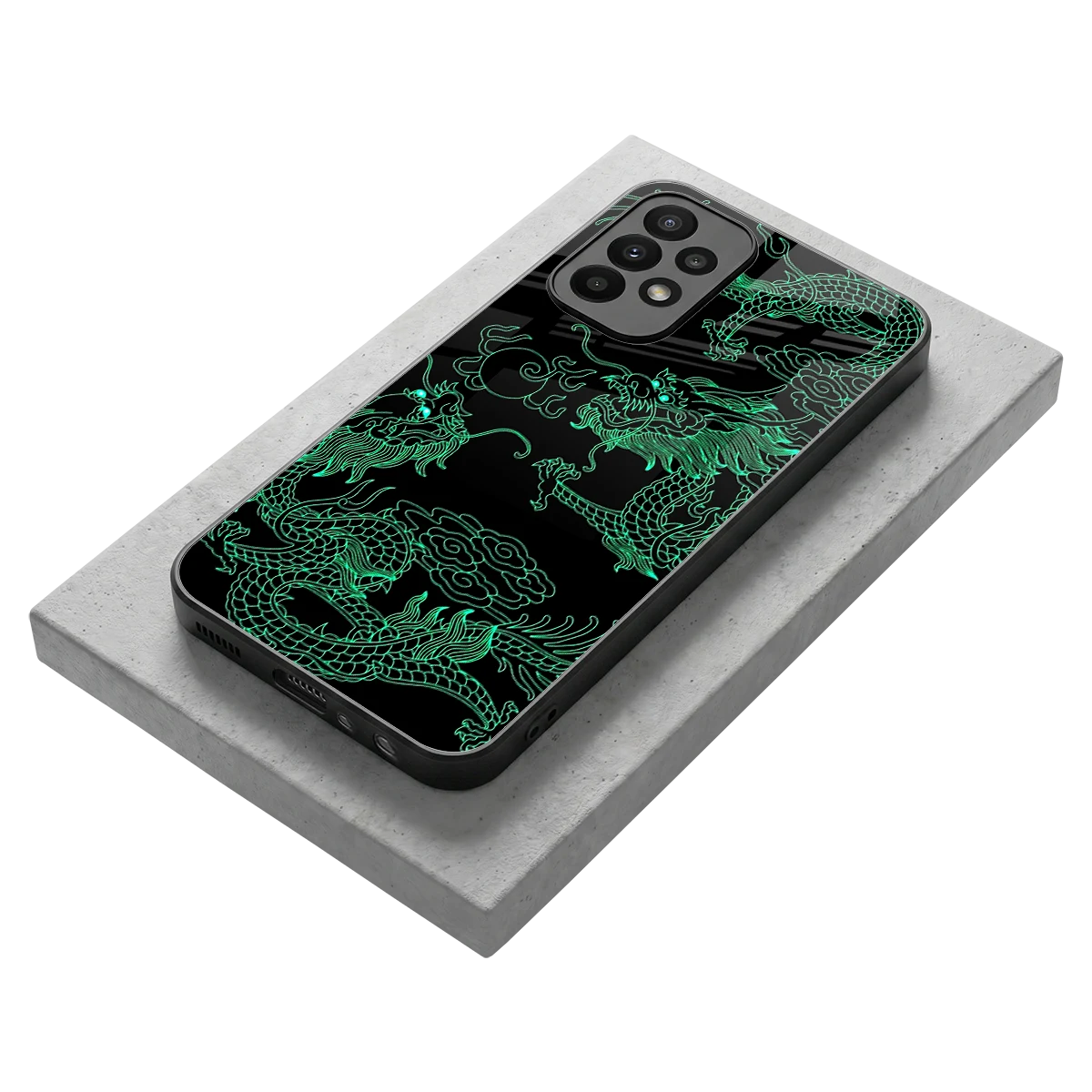 Dragons Green stylish phone case for samsung galaxy a23 | glossy glass and slim fit