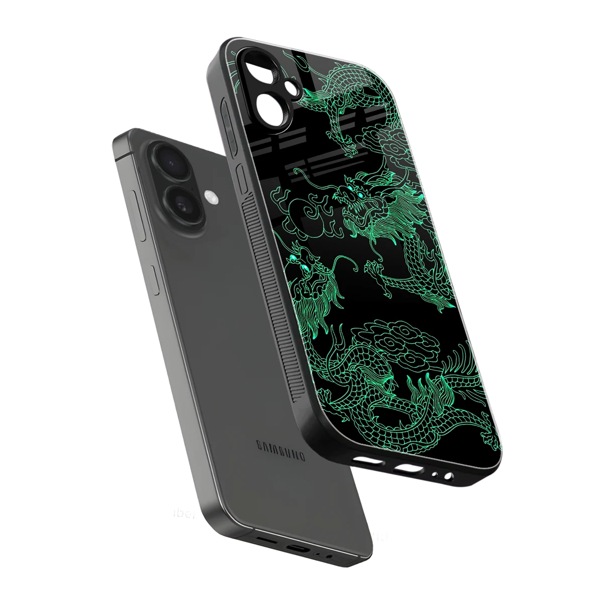 Dragons Green sleek samsung galaxy a06 5g cover with tempered glass back and TPU edges