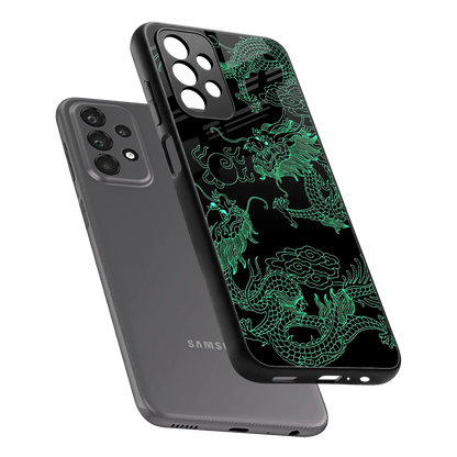Dragons Green sleek samsung galaxy a23 cover with tempered glass back and TPU edges