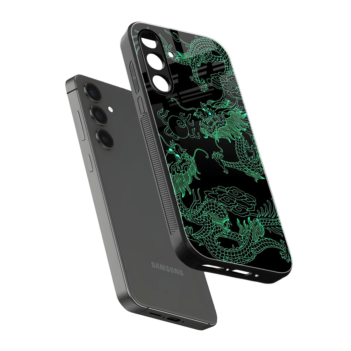 Dragons Green sleek samsung galaxy a35 5g cover with tempered glass back and TPU edges