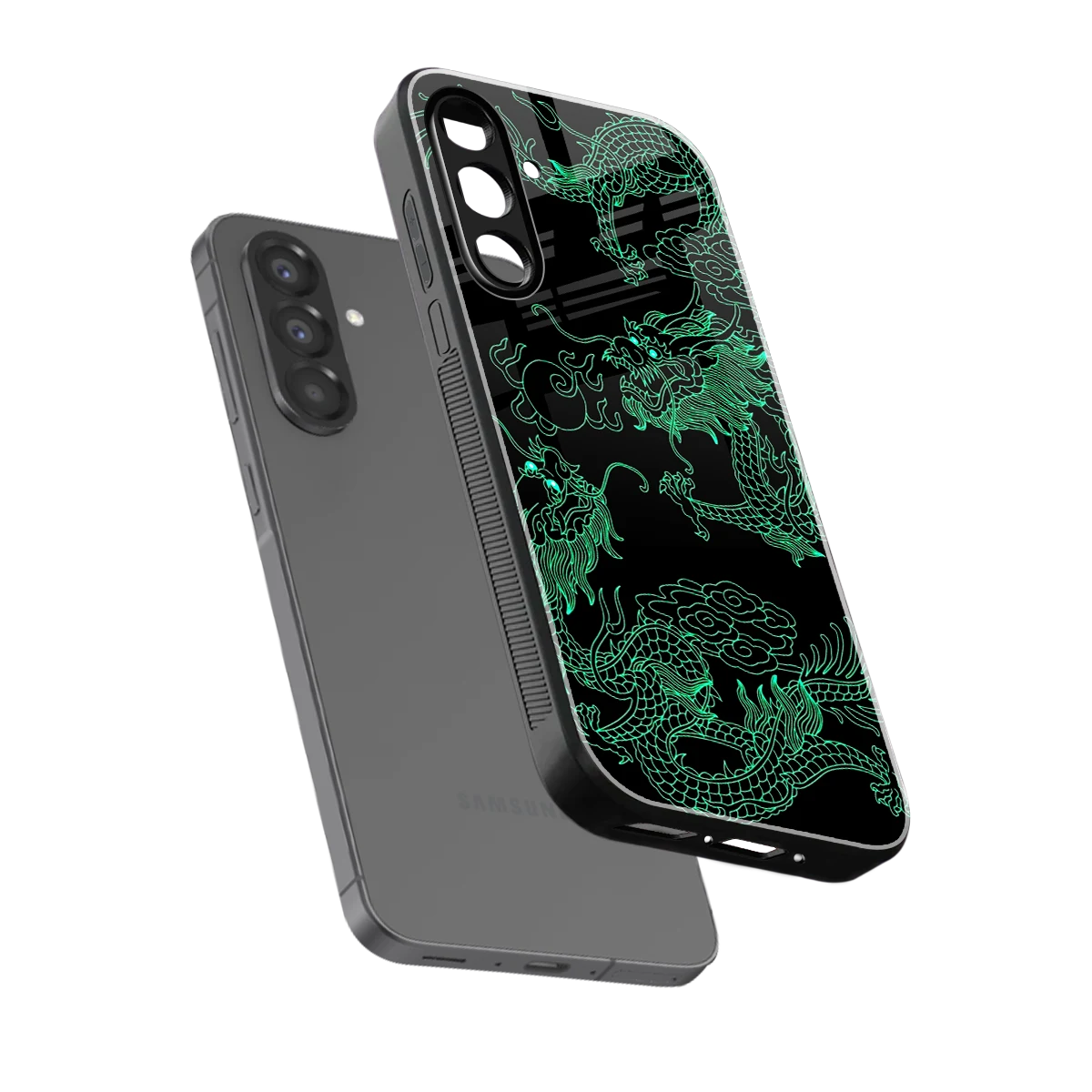 Dragons Green sleek samsung galaxy a56 5g cover with tempered glass back and TPU edges