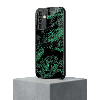 Dragons Green samsung galaxy m14 5g mobile cover | shockproof glass phone case