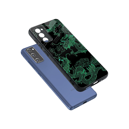 Dragons Green sleek samsung galaxy s20 fe cover with tempered glass back and TPU edges