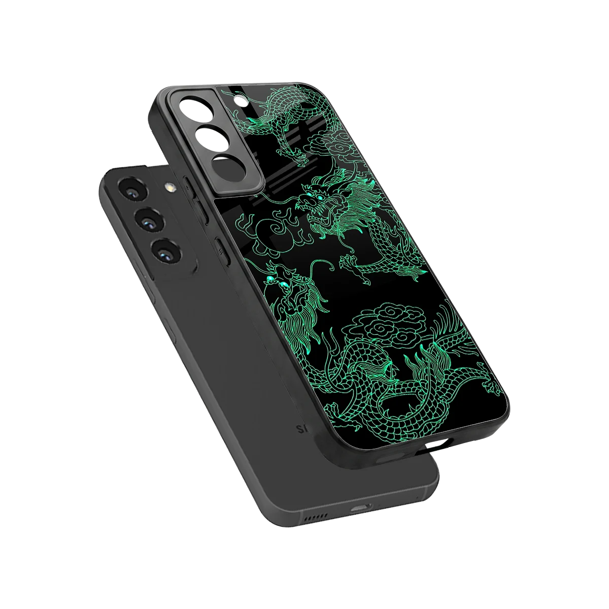 Dragons Green sleek samsung galaxy s22 cover with tempered glass back and TPU edges