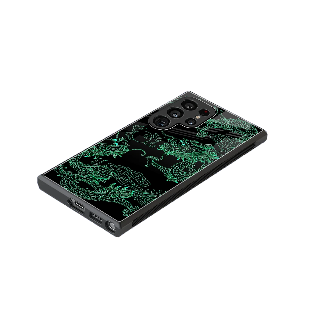 Dragons Green stylish phone case for samsung galaxy s24 ultra | glossy glass and slim fit