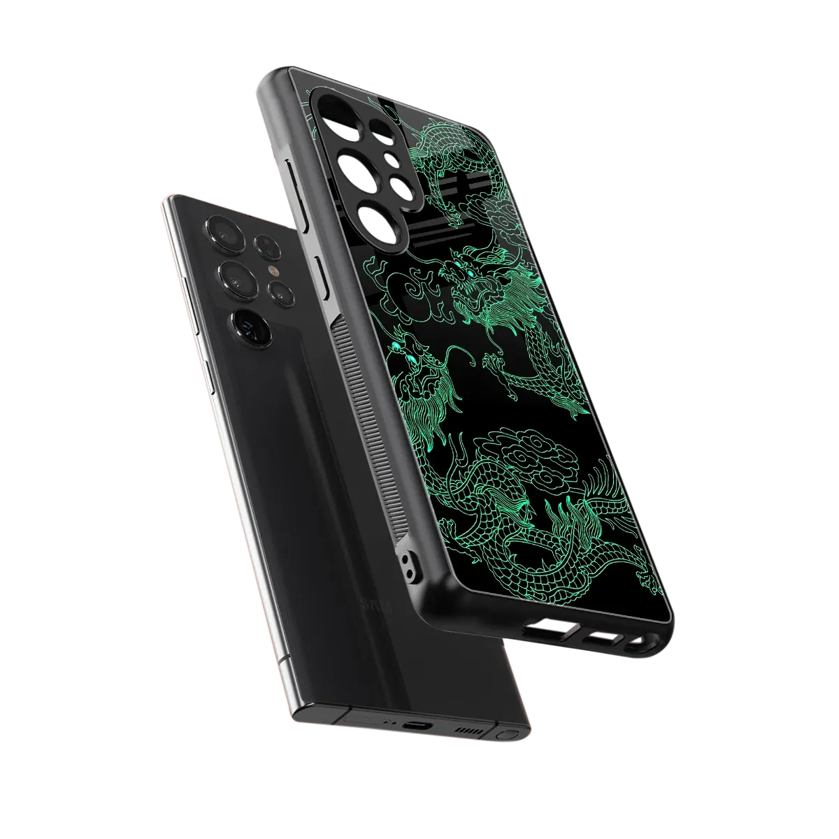 Dragons Green sleek samsung galaxy s25 ultra cover with tempered glass back and TPU edges