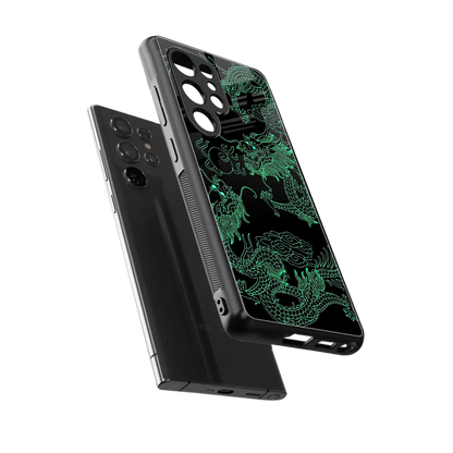 Dragons Green sleek samsung galaxy s25 ultra cover with tempered glass back and TPU edges