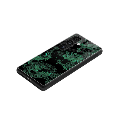 Dragons Green stylish phone case for samsung galaxy s24 fe | glossy glass and slim fit