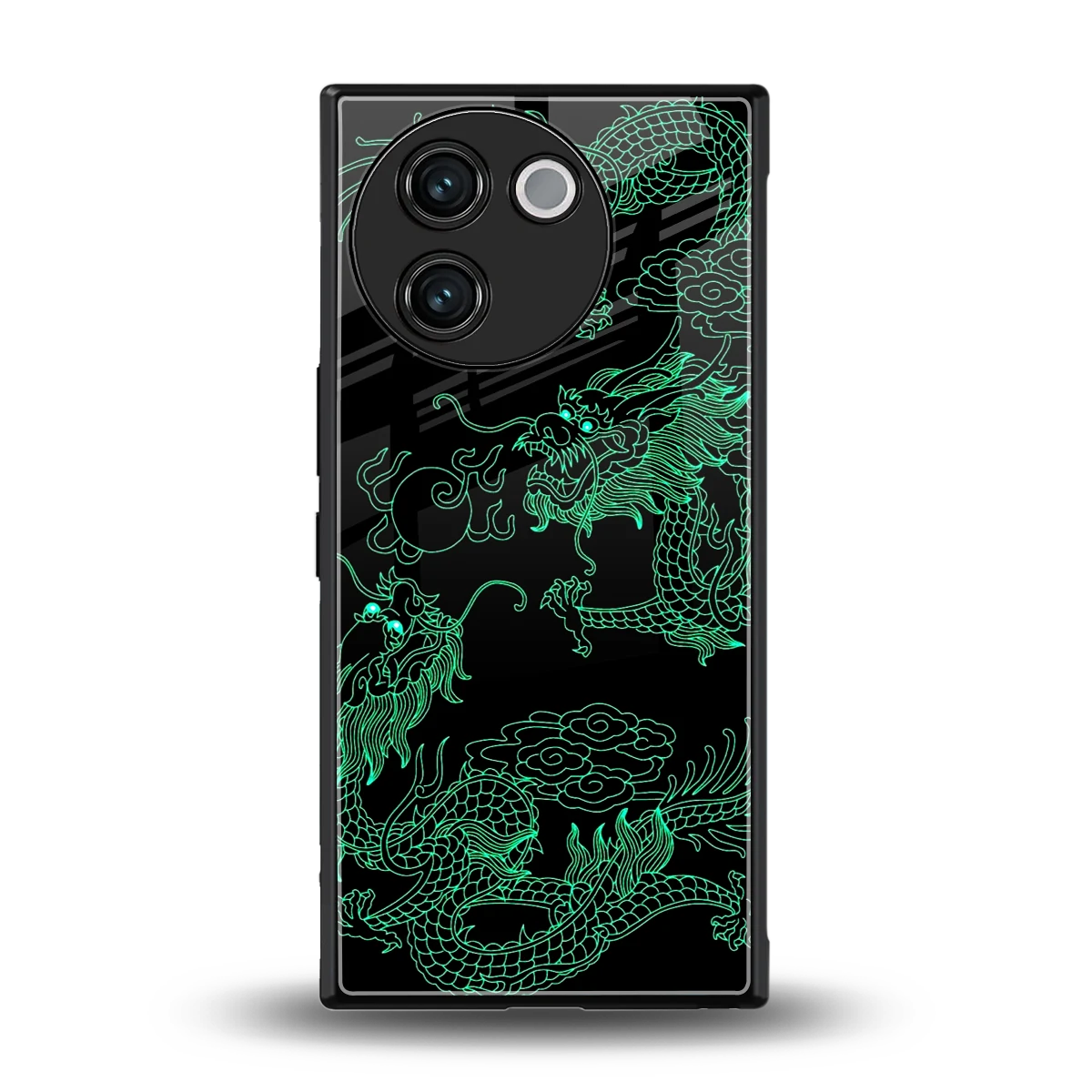 Dragons Green back phone cover | glass case for vivo v30e