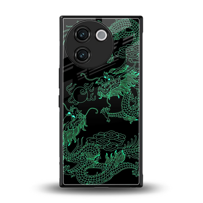 Dragons Green back phone cover | glass case for vivo v30e
