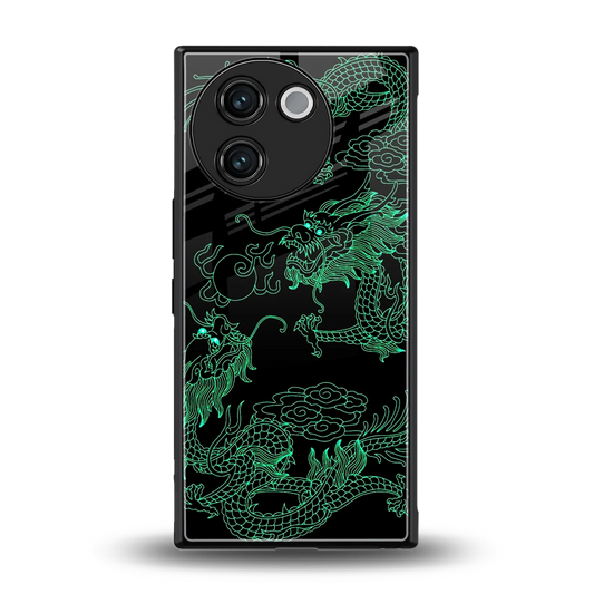 Dragons Green back phone cover | glass case for vivo v30e