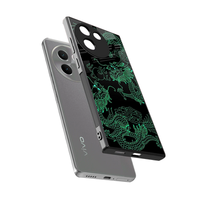 Dragons Green sleek vivo v30e cover with tempered glass back and TPU edges
