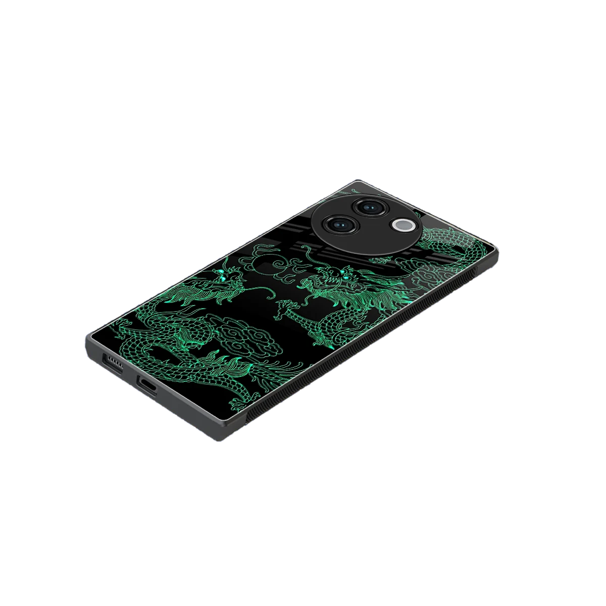 Dragons Green stylish phone case for vivo v30e | glossy glass and slim fit