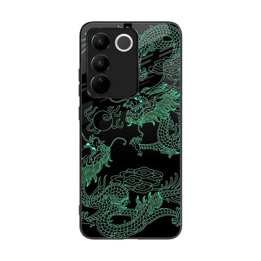 Dragons Green back phone cover | glass case for vivo v27 5g