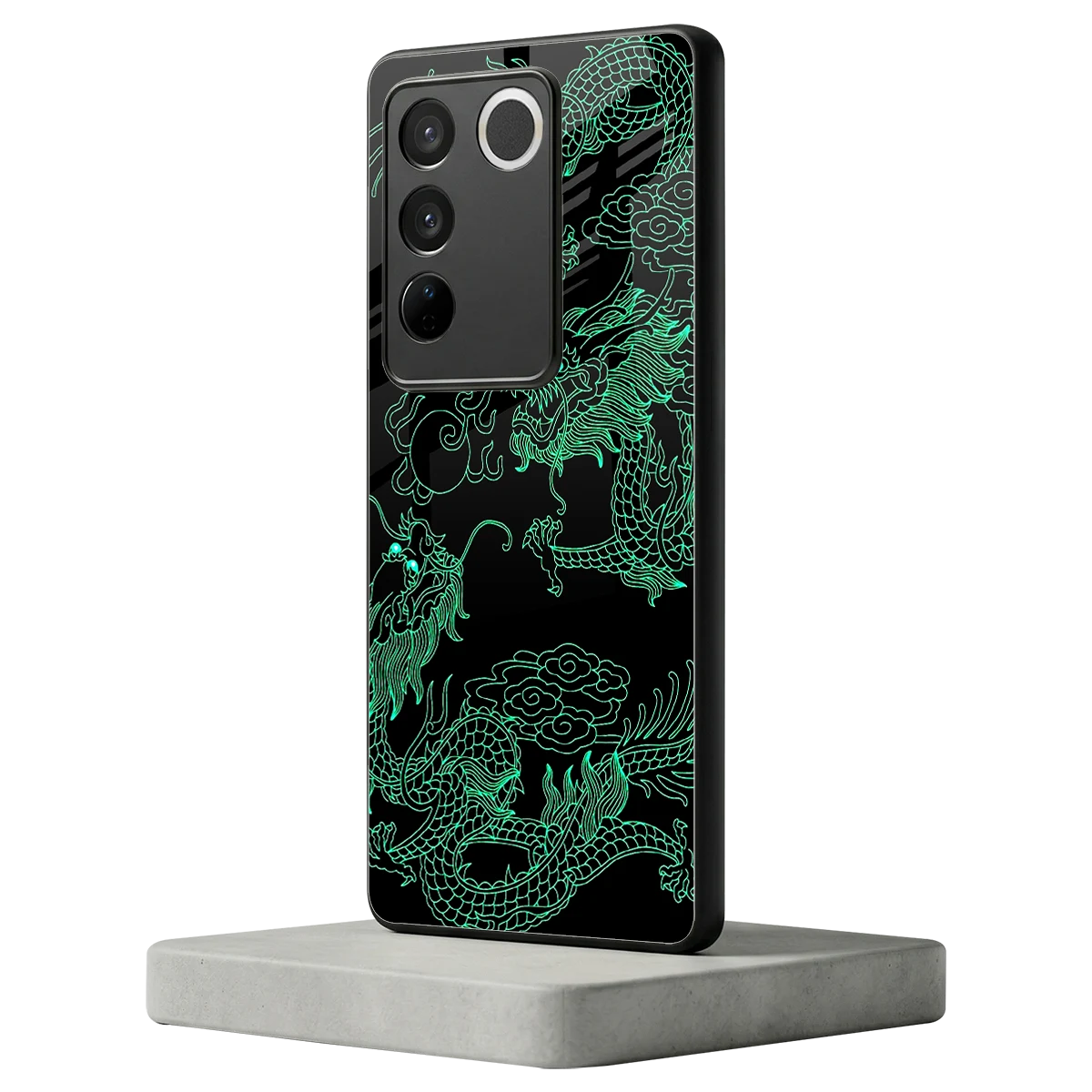 Dragons Green vivo v27 5g mobile cover | shockproof glass phone case