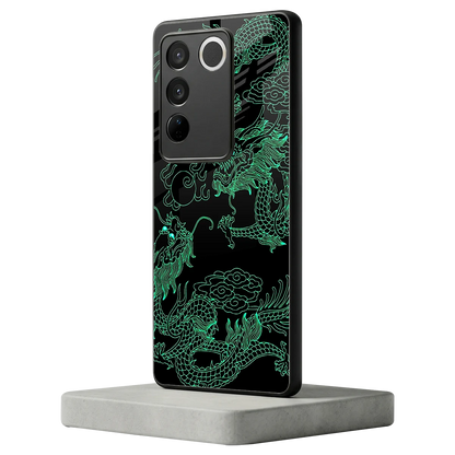 Dragons Green vivo v27 5g mobile cover | shockproof glass phone case
