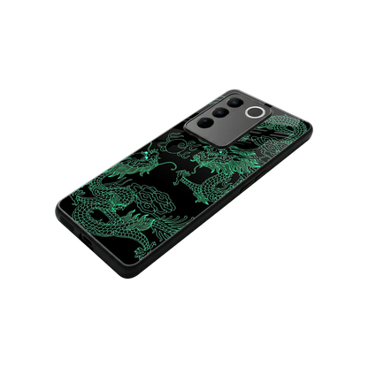 Dragons Green stylish phone case for vivo v27 5g | glossy glass and slim fit
