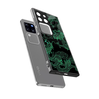 Dragons Green sleekvivo v30 pro cover with tempered glass back and TPU edges