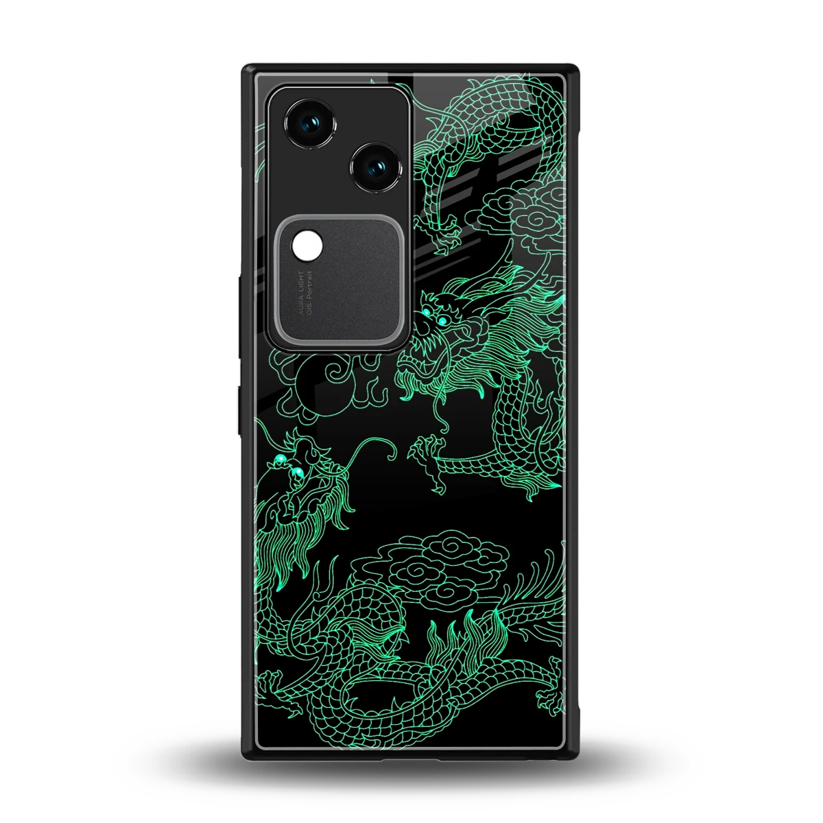 Dragons Green back phone cover | glass case for vivo v30