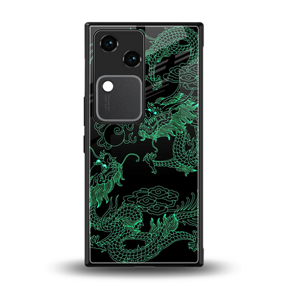 Dragons Green back phone cover | glass case for vivo v30