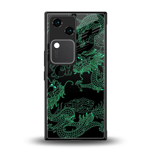 Dragons Green back phone cover | glass case for vivo v30