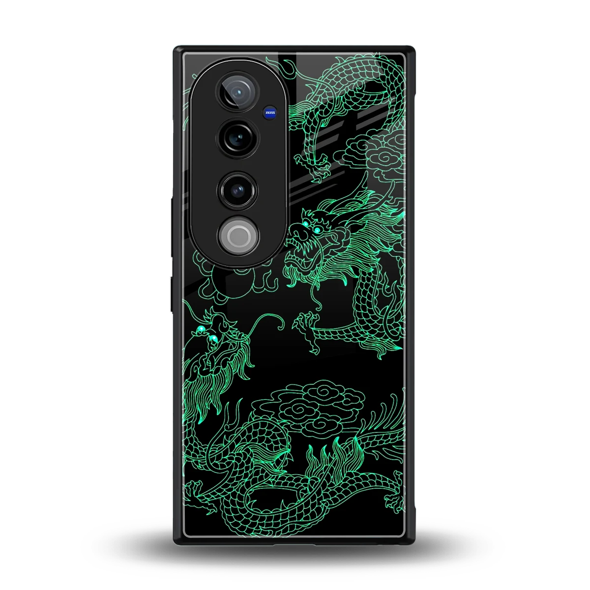 Dragons Green back phone cover | glass case for vivo v40 pro