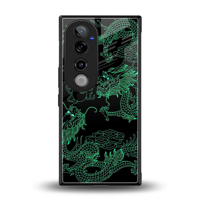 Dragons Green back phone cover | glass case for vivo v40 pro