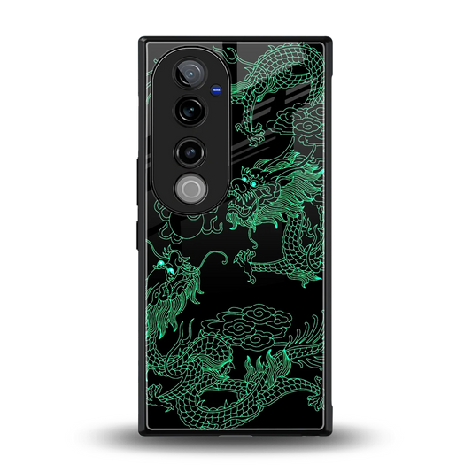 Dragons Green back phone cover | glass case for vivo v40 pro