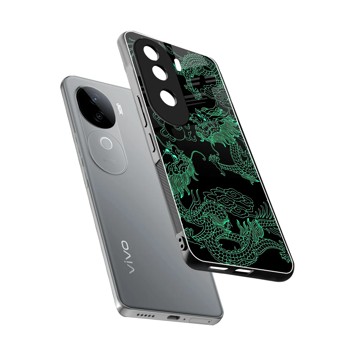 Dragons Green sleek vivo v40e cover with tempered glass back and TPU edges