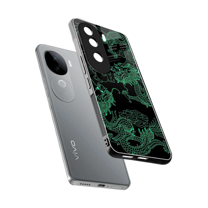 Dragons Green sleek vivo v40e cover with tempered glass back and TPU edges