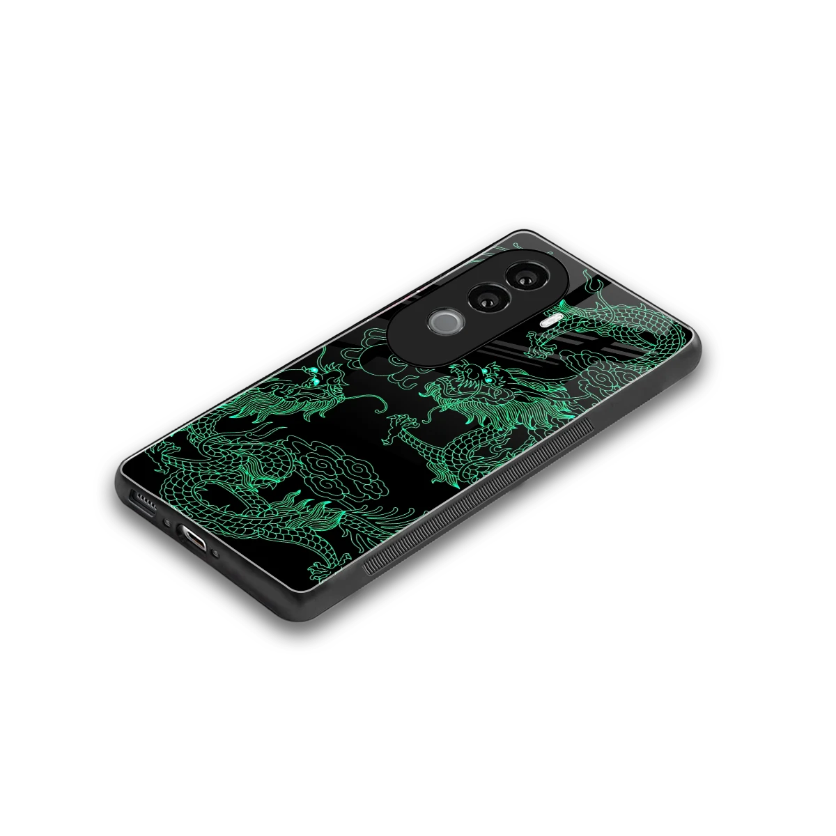 Dragons Green stylish phone case for vivo v40e | glossy glass and slim fit