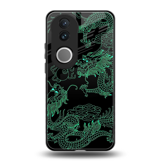 Dragons Green back phone cover | glass case for vivo v50