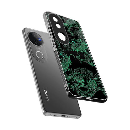 Dragons Green sleek vivo v50 cover with tempered glass back and TPU edges