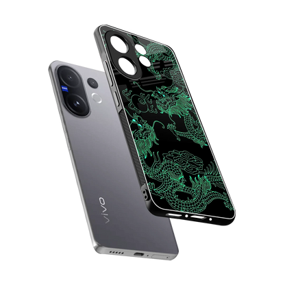 Dragons Green sleek vivo v60 cover with tempered glass back and TPU edges