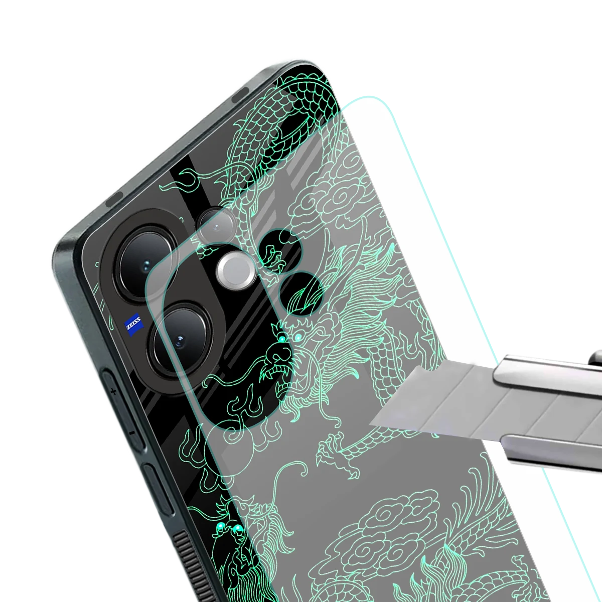 Dragons Green stylish phone case for vivo v60 | glossy glass and slim fit