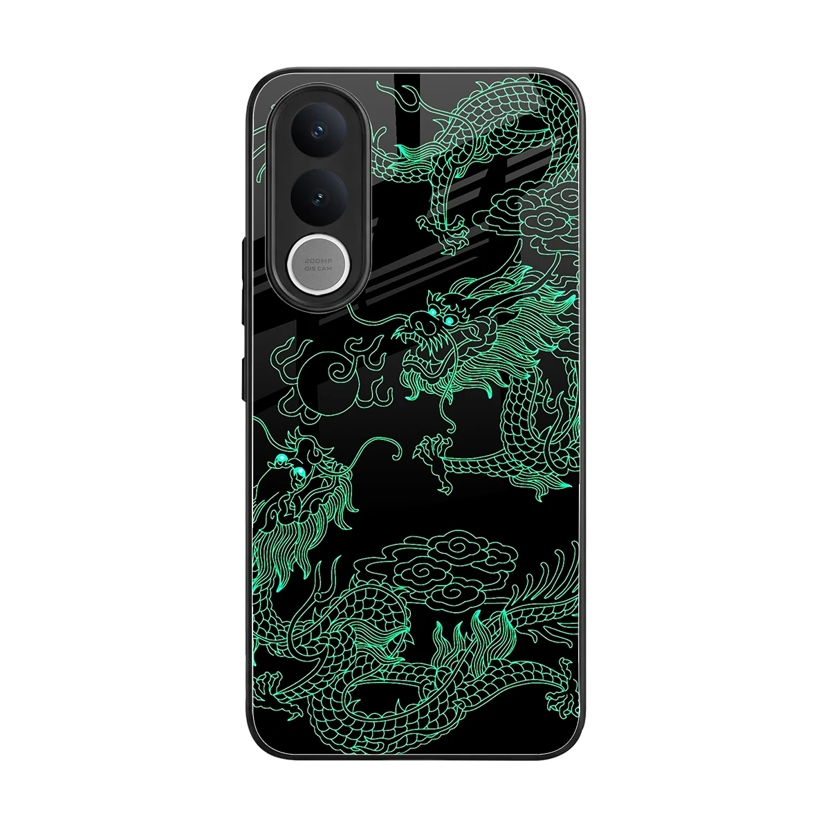 Dragons Green back phone cover | glass case for vivo v70 fe