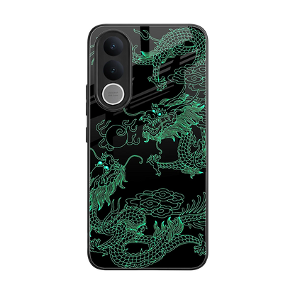 Dragons Green back phone cover | glass case for vivo v70 fe