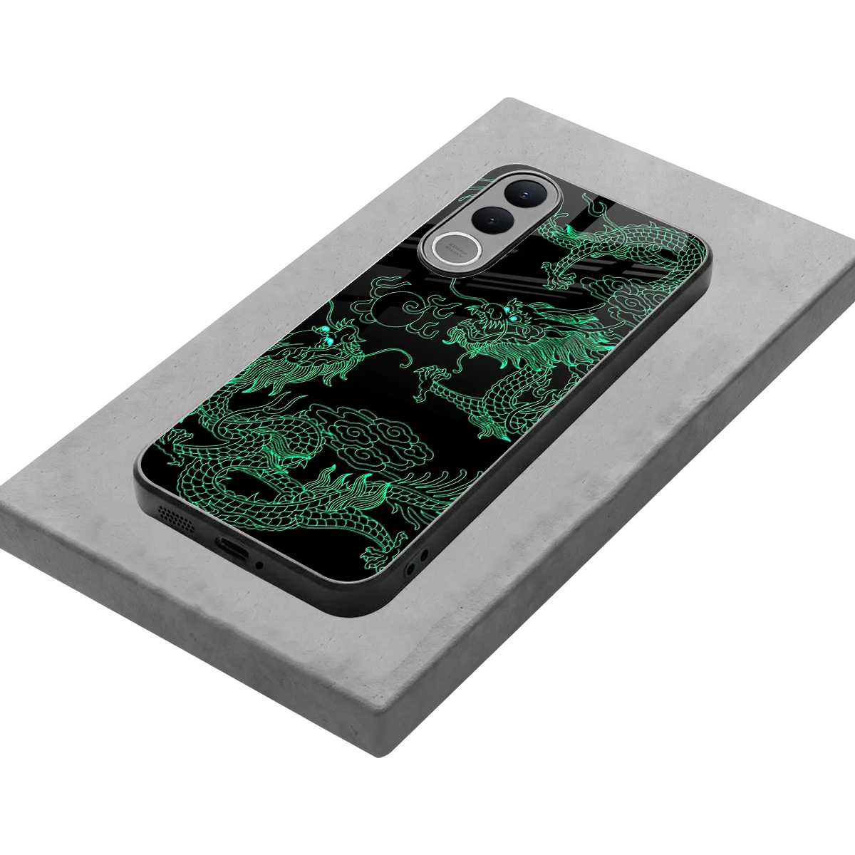Dragons Green stylish phone case for vivo v70 fe | glossy glass and slim fit