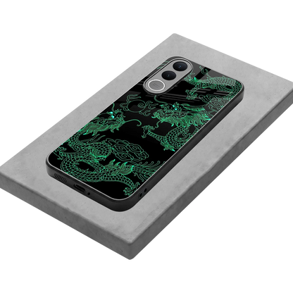 Dragons Green stylish phone case for vivo v70 fe | glossy glass and slim fit