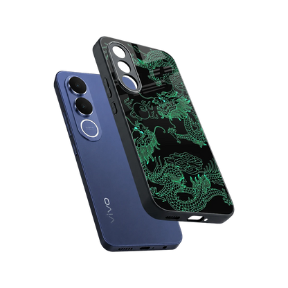 Dragons Green sleek vivo v70 fe cover with tempered glass back and TPU edges