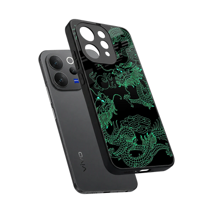 Dragons Green sleek vivo v70 cover with tempered glass back and TPU edges