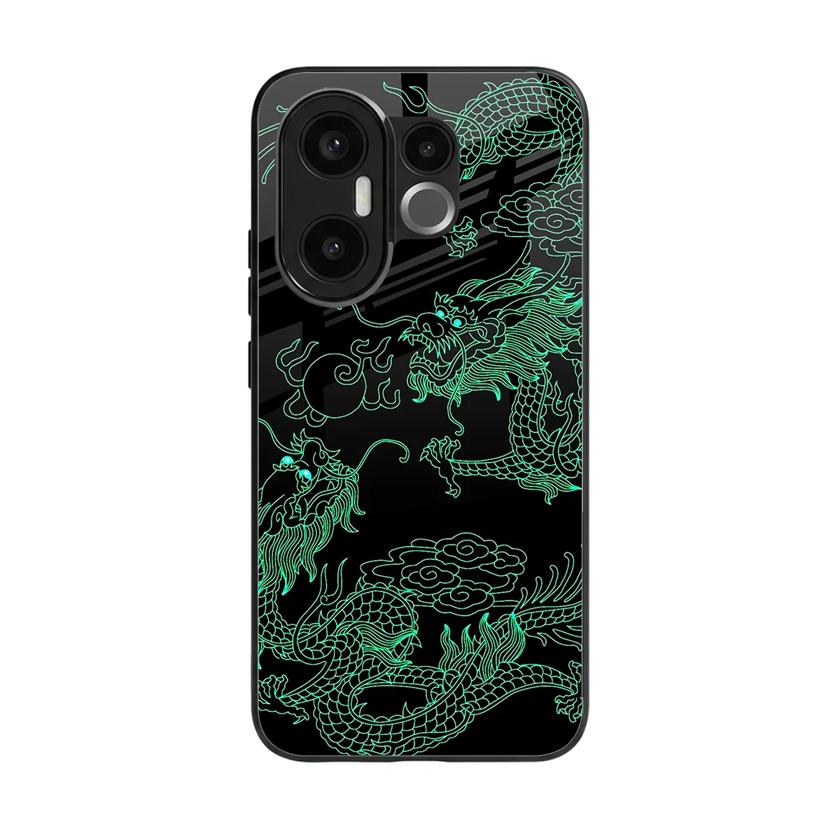 Dragons Green back phone cover | glass case for vivo x200 fe
