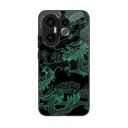Dragons Green back phone cover | glass case for vivo x200 fe