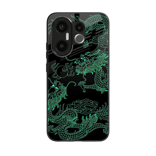 Dragons Green back phone cover | glass case for vivo x200 fe