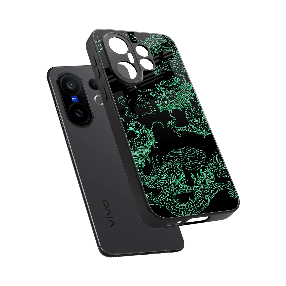 Dragons Green sleek vivo x200 fe cover with tempered glass back and TPU edges